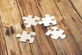 Group of white paper jigsaw puzzles