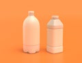 A group of white plastic soda bottles in yellow orange background, flat colors, single color, 3d rendering Royalty Free Stock Photo
