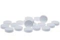 Group of white tablets, closeup Royalty Free Stock Photo