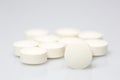 Group of white tablets, closeup Royalty Free Stock Photo