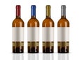 Group of white wine bottles with white label Royalty Free Stock Photo