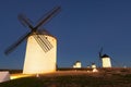 Group of windmills in night