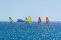 Group of windsurfers is Red sea near Eilat, Israel