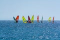 Group of windsurfers is Red sea near Eilat, Israel