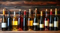 Group of Wine Bottles on Table Royalty Free Stock Photo