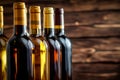 Group of Wine Bottles on Table Royalty Free Stock Photo