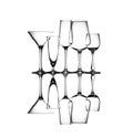 Group of wine glasses abstract art