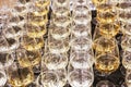 Group of wine glasses at partytime. Hospitality background Royalty Free Stock Photo