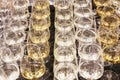 Group of wine glasses at partytime. Hospitality background Royalty Free Stock Photo