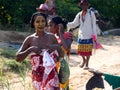 a group of women on the banks of the Bekopaka river. November 07.2022 Madagascar Royalty Free Stock Photo