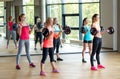 Group of women with barbells in gym Royalty Free Stock Photo