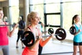 Group of women with barbells in gym Royalty Free Stock Photo