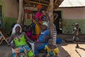 Group of women and chldren in front of a home in the village of Mandina Mandinga in the Gabu Region Royalty Free Stock Photo