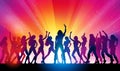 A Group Of Women Dancing, Zumba with pink blue and red gradient background Royalty Free Stock Photo