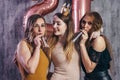 Group of women with fireworks at party having fun. Royalty Free Stock Photo