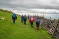 A group of women out hill walking between Langcliffe and Settle in the Yorkshire Dales