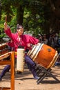 Group of women perform Japanese Taiko drum in Bunkyo Azalea Festival at Nezu Shrine