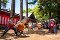 Group of women perform Japanese Taiko drum in Bunkyo Azalea Festival at Nezu Shrine