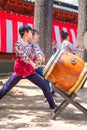 Group of women perform Japanese Taiko drum in Bunkyo Azalea Festival at Nezu Shrine