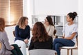 Women supporting each other at therapy session Royalty Free Stock Photo
