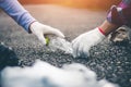 Group women volunteer help garbage collection charity. Royalty Free Stock Photo