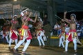 A group of Wood Tappers perform during the Esala Perahera in Kandy, Sri Lanka. Royalty Free Stock Photo