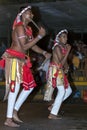 A group of Wood Tappers perform during the Esala Perahera in Kandy, Sri Lanka Royalty Free Stock Photo