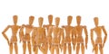 Group of wooden dummies Royalty Free Stock Photo