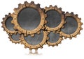 Group of Wooden Gears with Empty Blackboard Inside with Copy Space