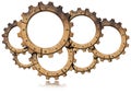 Group of Wooden Gears Isolated on White Background Royalty Free Stock Photo