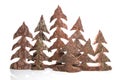 Group of wooden handmade christmas trees - handicrafts.