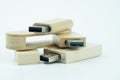 Group of wooden USB flash drive