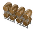 Group wooden wine barrels