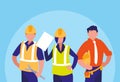 Group of workers industrials avatar character