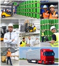 Group of workers in the logistics industry work in a warehouse w Royalty Free Stock Photo