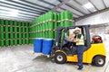 Group of workers in the logistics industry work in a warehouse w Royalty Free Stock Photo