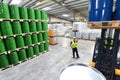 Group of workers in the logistics industry work in a warehouse w Royalty Free Stock Photo