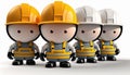 Group of workers wear yeallow hard hat for web banner on la abour day,Generative AI Royalty Free Stock Photo