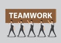 Workers Carry Block with Text Teamwork Cartoon Vector Illustration Royalty Free Stock Photo