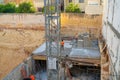 Group of workmen wearing protective helmets