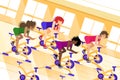 Group workout on stationary bike