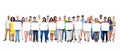 Group of World People Holding 11 Empty Placards Royalty Free Stock Photo