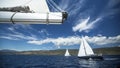 Group yacht sailing. Sailing yacht race. Sailing boat in the sea. Royalty Free Stock Photo