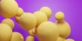 Group of yellow balls floating in the air 3d render illustration Royalty Free Stock Photo