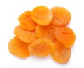 Group of yellow dried apricots isolated on white background Royalty Free Stock Photo