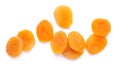 Group of yellow dried apricots isolated on white background Royalty Free Stock Photo