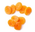 Group of yellow dried apricots isolated on white background Royalty Free Stock Photo