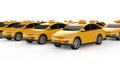 Group of yellow ev taxis or electric vehicle on white background