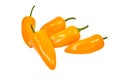 Group of yellow hot jalape o peppers isolated on a white background