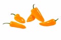 Group of yellow hot jalape o peppers isolated on a white background Royalty Free Stock Photo